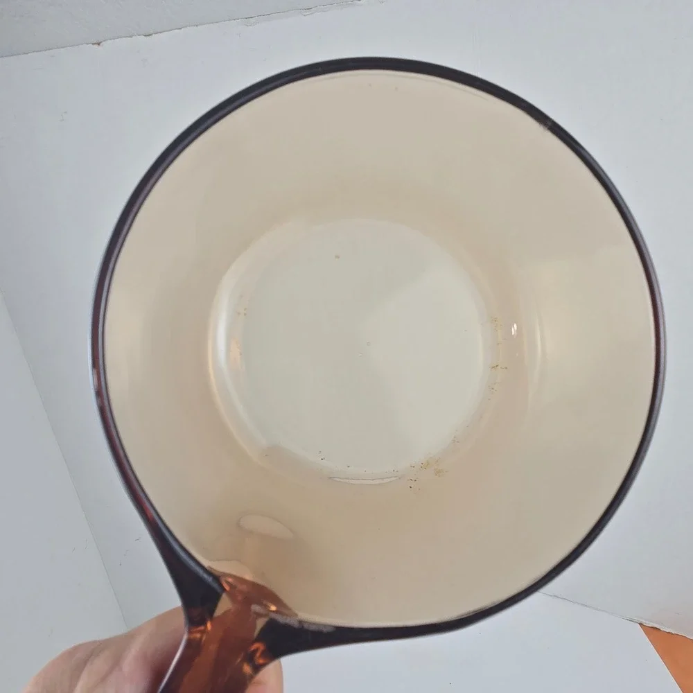 Vtg Pyrex Corning Vision Ware Amber Glass 0.5 Liter Sauce Pan w Lid‎ P-81-C USA